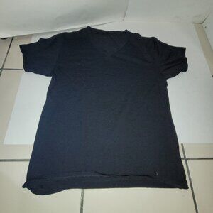 Wool and Prince Merino V Neck Shirt Men's Small Black Short Sleeve T-shirt